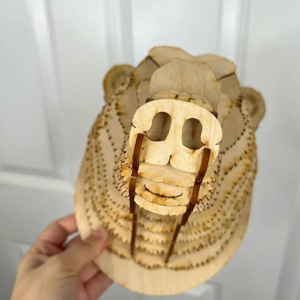 18” Antler ANTLER HOMESTEWART BAMBOO WOOD BEAR HEAD Wall Decor